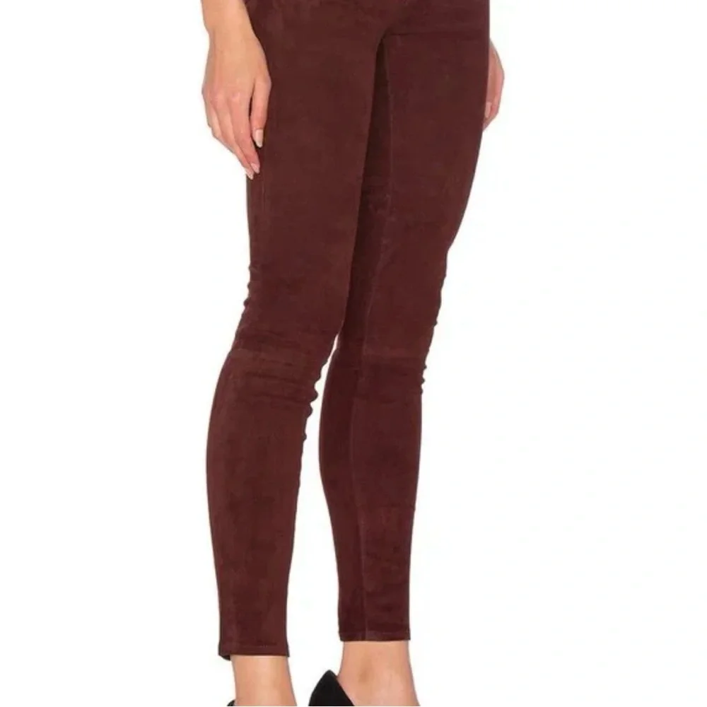 rag & bone Suede Leather Pants Port Burgundy Size 28 Skinny Lamb Suede Hybrid